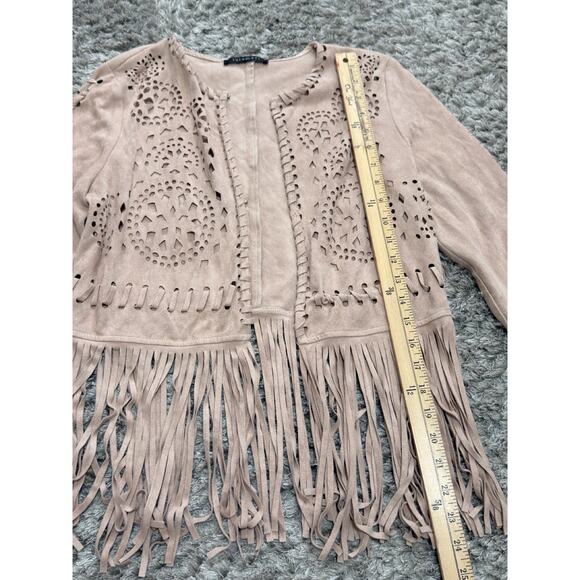 Lulumari Faux Suede Fringe Jacket Women’s M Boho Hippie Western Festival Indie - Picture 11 of 14